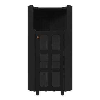 STILVORA Mueble Esquinero De Almacenaje Con 2 Puertas 1 Hueco Abierto Y Led, Acabado Lacado, En Mdf, Negro
