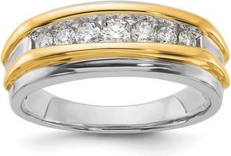 Diamond2Deal 10k White Gold 1/2 Ct Lab Grown Diamond Seven Stone Mens Ring