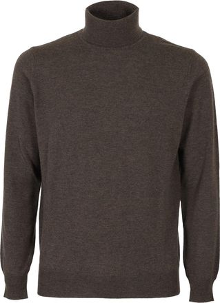 KANGRA Burnt Brown Geelong Wool Turtleneck Sweater