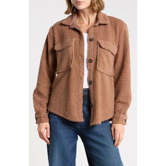 Beach Lunch Lounge Tory Boxy Crop Faux Shearling Shirt Jacket in Tobacco Brown at Nordstrom, Size X-Large