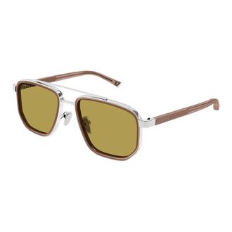 Gucci Navigator Zonnebril - Heren - Accessoires - Grijs - Maat: 55 MM
