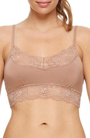 Montelle Intimates Lace Trim Bralette in Nutmeg at Nordstrom, Size X-Large