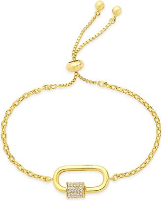 Sterling Forever CZ Carabiner Bolo Bracelet