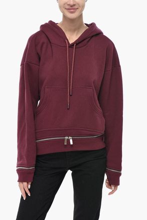 Off-white Brushed Cotton Hoodie ROUND ZIP Off-White