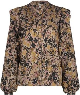 Fab By Fabienne Chapot Blouse met ballonmouwen - Dames - Blouses - Bruin - S - Overhemden