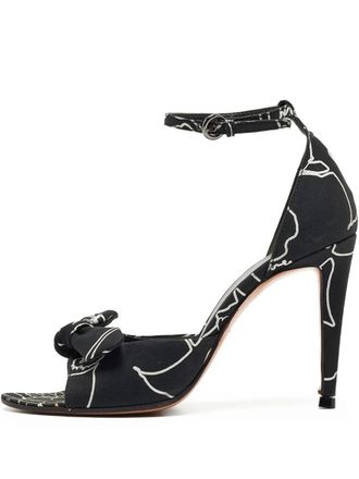 Miu Miu 90mm knotted ankle-strap sandals - women - Leather/Fabric/Fabric/Leather - 36 - Black