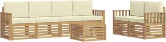 vidaXL Conjunto De Sof&aacute;s De Exterior 7 Uds. Blanco Y Crema Poli&eacute;ster Vidaxl
