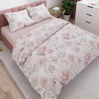 OEM Ropa De Cama 220x200 Algod&oacute;n Sat&eacute;n Rosario Flores Rosa
