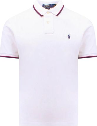 Ralph Lauren Polo Shirt met Gestreepte Kraag - Heren - Polos - Wit - 2XL - Katoen - Tops