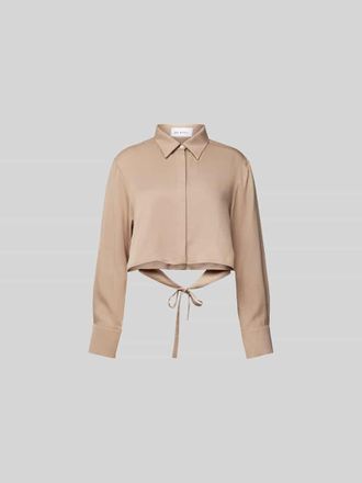 Oh April Cropped Hemdbluse mit Knopfverschluss in Taupe, Gr&ouml;&szlig;e XL