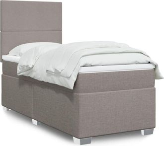 vidaXL Cama Box Spring Con Colch&oacute;n Tela Gris Taupe 90x200 Cm Vidaxl