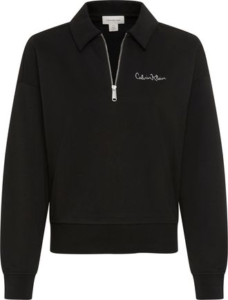 Calvin Klein Jeans Sweatshirt CALVIN KLEIN JEANS, Damen, Gr. XXL (46), schwarz, Sweatware, Obermaterial: 86% Baumwolle, 14% Polyester, unifarben, regular fit normal, Run