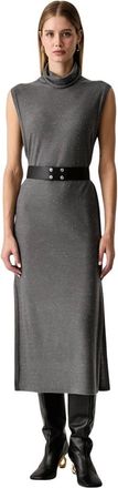Patrizia Pepe Vestido midi de punto con cintur&oacute;n - Dresses - Mujer - Gris - XS