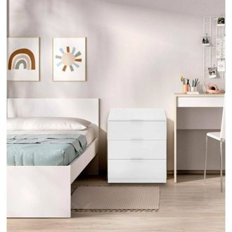 Dmora Dmora - Mesa De Nochearnad, C&oacute;moda Baja, Mesilla De Noche, Estante De La Cama, 50x34 H58 Cm, Blanco