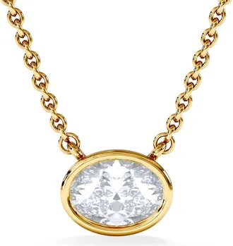 The Diamond Store Horizon Oval Cut Lab Diamond Solitaire Necklace 0.50ct H/SI in 9K Gold