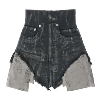 Rick Owens Dirt Cutoffs Shorts - female - Rick Owens - Denim Skirts - Black - M - Skirts