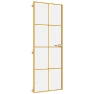 vidaXL Puerta De Interior Dorada Vidrio Templado Y Aluminio 76x201,5cm Vidaxl