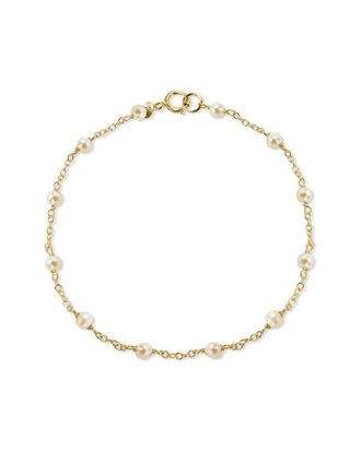 Jewelmak 14K White Pearl & Pearl Bracelet