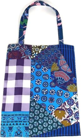 Herm&egrave;s Petit H Blue Purple Silk Shoulder Bag Tote Bag (Pre-Owned)