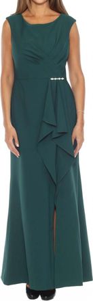 Joseph Ribkoff Womens Ruffled Mermaid Evening Dress In Absolute Green