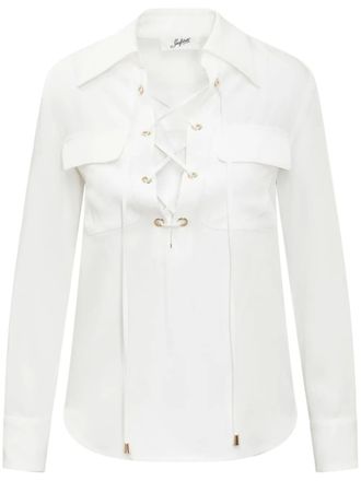 Seafarer blouse met detail van kant - Wit