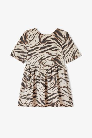 Ganni White Dress in Zebra Denim - Size 32 Organic Cotton