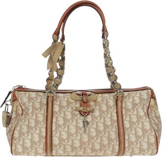 Dior Vintage Trotter Romantique Boston Diorissimo Coated Canvas Beige Canvas Handbag (Pre-Owned)