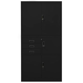 Berkfield Home Office Cabinet Black 90x40x180 cm Steel | Size: 90 x 40 x 180 cm