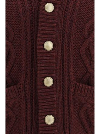 Brunello Cucinelli Mens Cardigan Cable-Knit Cashmere Deep Purple (capra Hircus) Sweater