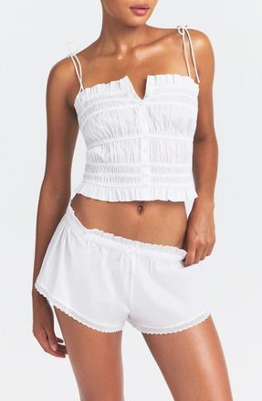 SKIMS Poplin Apparel Ruffle Camisole in Snow at Nordstrom, Size Xx-Small