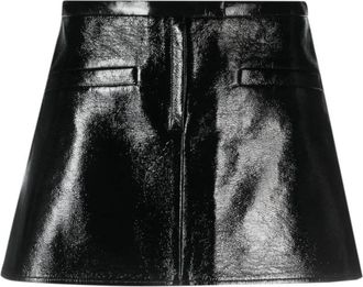 Courr&egrave;ges Double Slits Vinyl Mini Skirt - Dames - Korte rokken - Zwart - S - Leer - Rokken