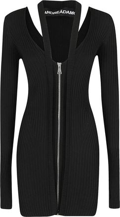 ADĀMO Andrea Adamo Zip Knit Sweater - Dames - Kleedjes - Zwart - S - Kleedjes