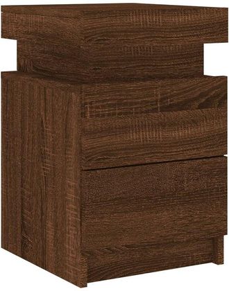 vidaXL Mesita de noche con luces led roble marrón 35x39x55 cm Vidaxl