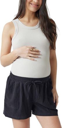 Ingrid & Isabel Seamless Rib Maternity Tank in Stone at Nordstrom, Size X-Large