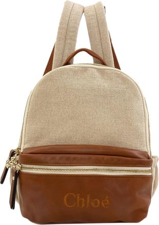 Chlo&eacute; Beige Brown Canvas Backpack (Pre-Owned)