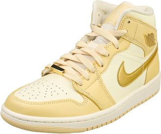 Nike AIR Jordan 1 MID SE Womens Fashion Trainers in Vanilla Gold - 6 UK