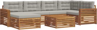 vidaXL Conjunto De Sof&aacute;s De Exterior 7 Uds. Gris Natural Y Claro Vidaxl