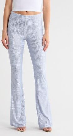 Good American Crystal Pull-On Flare Leg Pants in Glass at Nordstrom Rack, Size Large