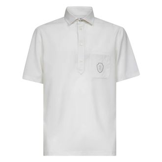 Brunello Cucinelli Ivory Wool Polo Shirt Solomeo Crest - male - Brunello Cucinelli - Polo Shirts - Beige - XL - Tops