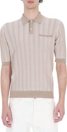 Ballantyne Beige Textured Cotton Pocket Polo Shirt