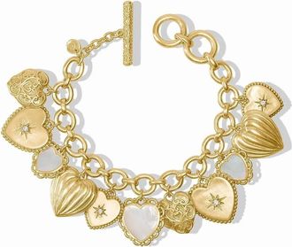 Julie Vos Womens Heart Charm Bracelet In Gold & Mother Of Pearl