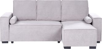 Beliani Sof&aacute; Cama Moderno 3 Plazas Con Chaise Longue Izquierdo Reposabrazos Espacio De Almacenaje Reversible Gris Edane