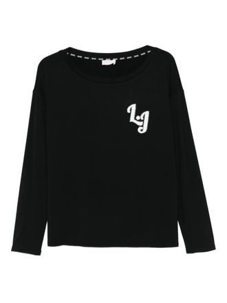 Liu Jo logo-detail long-sleeve top - Black