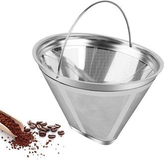 OEM Filtro De Caf&eacute; Reutilizable Tama&ntilde;o 4 - Filtro Permanente De Acero Inoxidable Con Mango Para 8-12 Tazas