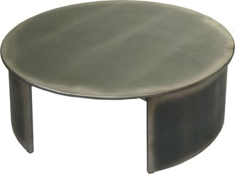 Hhg [nunca Usado] Mesa De Centro Hhg-571, Mesa Auxiliar De Sal&oacute;n, Industrial Con Certificado Mvg, Redonda &Oslash;80cm, Aspecto Metal Cepillado