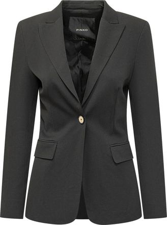 Pinko Black Solid Notched Lapel Blazer