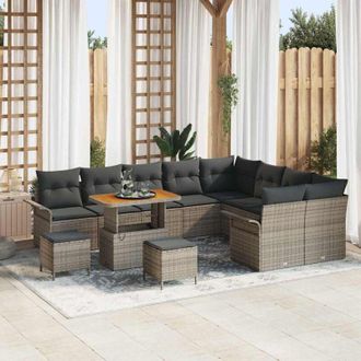 vidaXL Conjunto De Sof&aacute; De Jard&iacute;n 12 Pcs Gris Rat&aacute;n Sint&eacute;tico Vidaxl