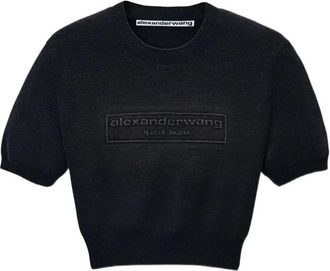 Alexander Wang Cotton-Blend Chenille Cropped Pullover With Logo Clothing