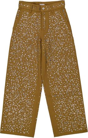 Burberry Eyelet Embellished Cotton Trousers, Size Small