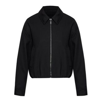 Michael Kors Light Jackets, female, Black, Size: XS Stretch Wool Blend Twill Bomber Jacket